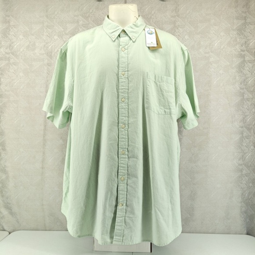 The Foundry Supply Co Shirt Mens 4XLT Green New Short Sleeve Button Down Stretch